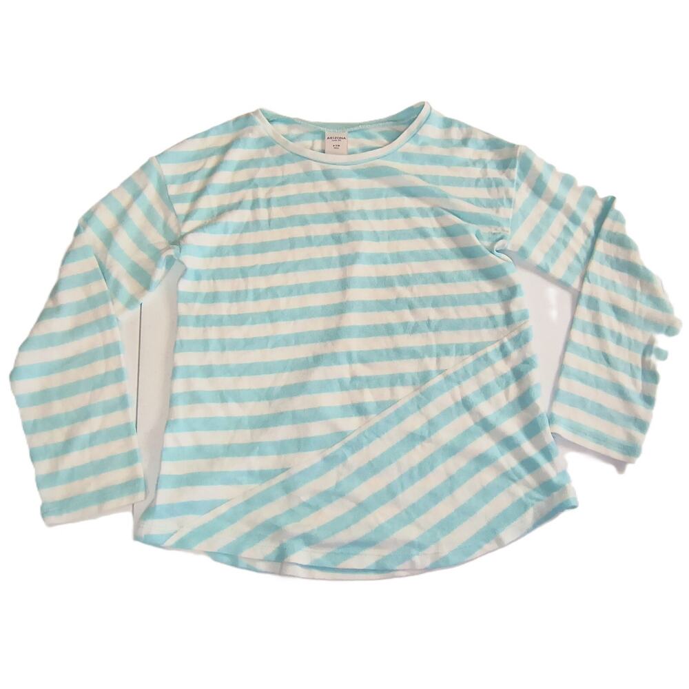 Arizona Girls Long Sleeve Round Neck Sweatshirt Blue/White Striped S(7/8) G001